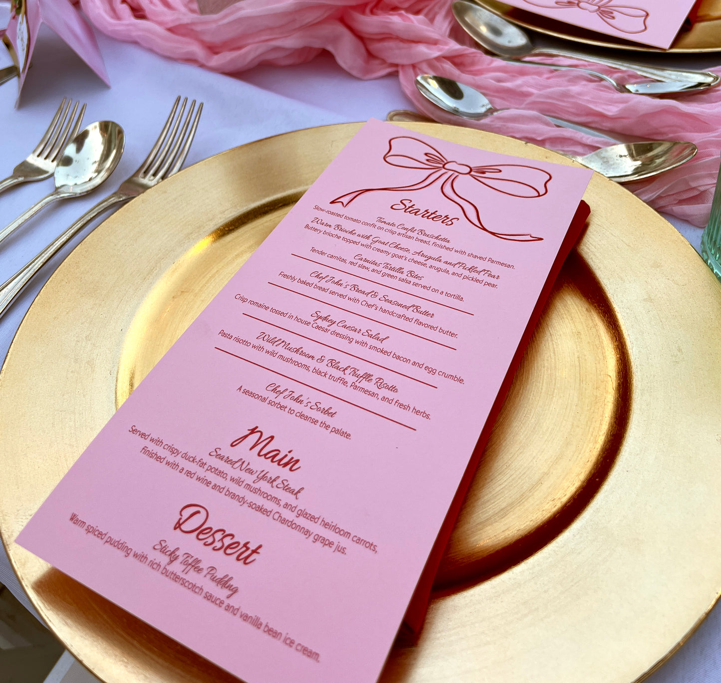 Pink and Red Bow Menu