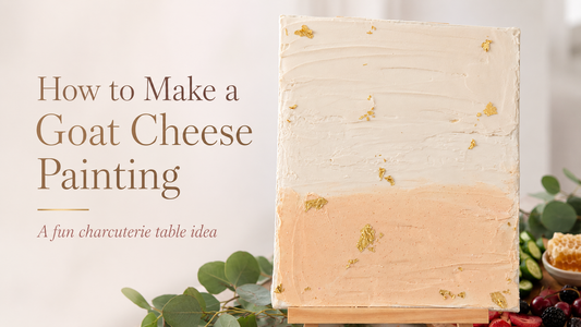 Goat Cheese Painting on a tripod with eucalyptus on a soft background 