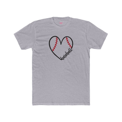 Gray t-shirt with a heart-shaped baseball design and 'Baseball' text on a white background