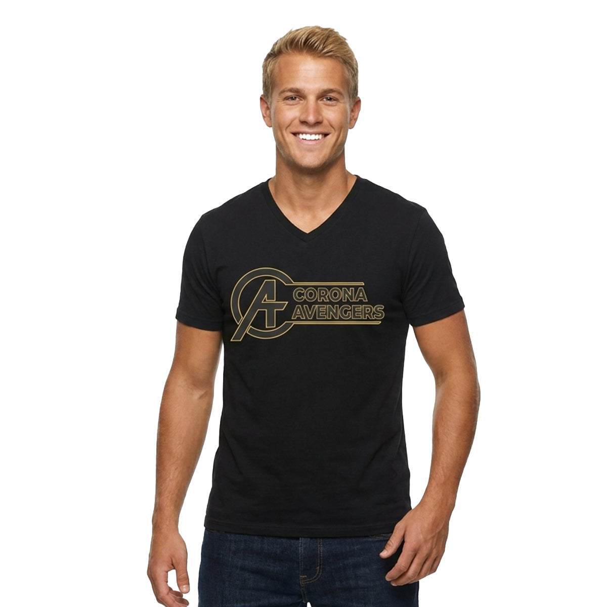 Adult Corona Avengers VNeck Logo Tee