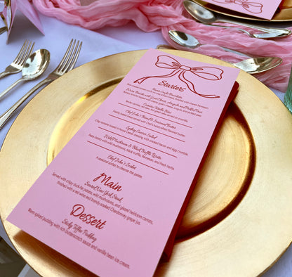 Pink and Red Bow Menu