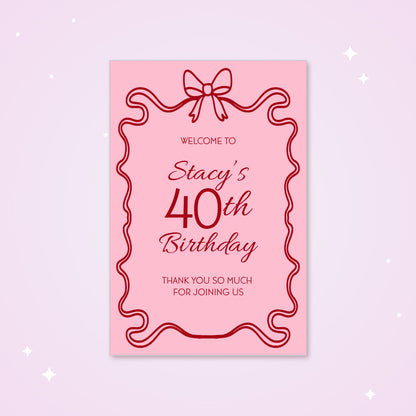 Pink and Red Bow Poster