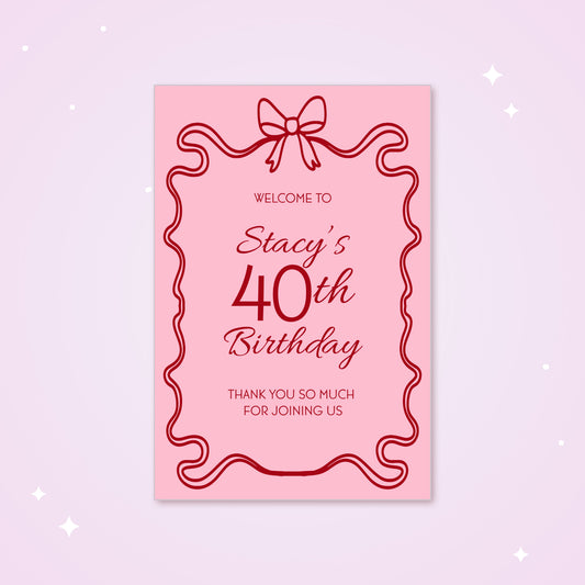 Pink and Red Bow Poster